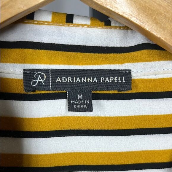 Adrianna Papell Yellow Gold Button Down Shirt with Notched Collar - Picture 7 of 7